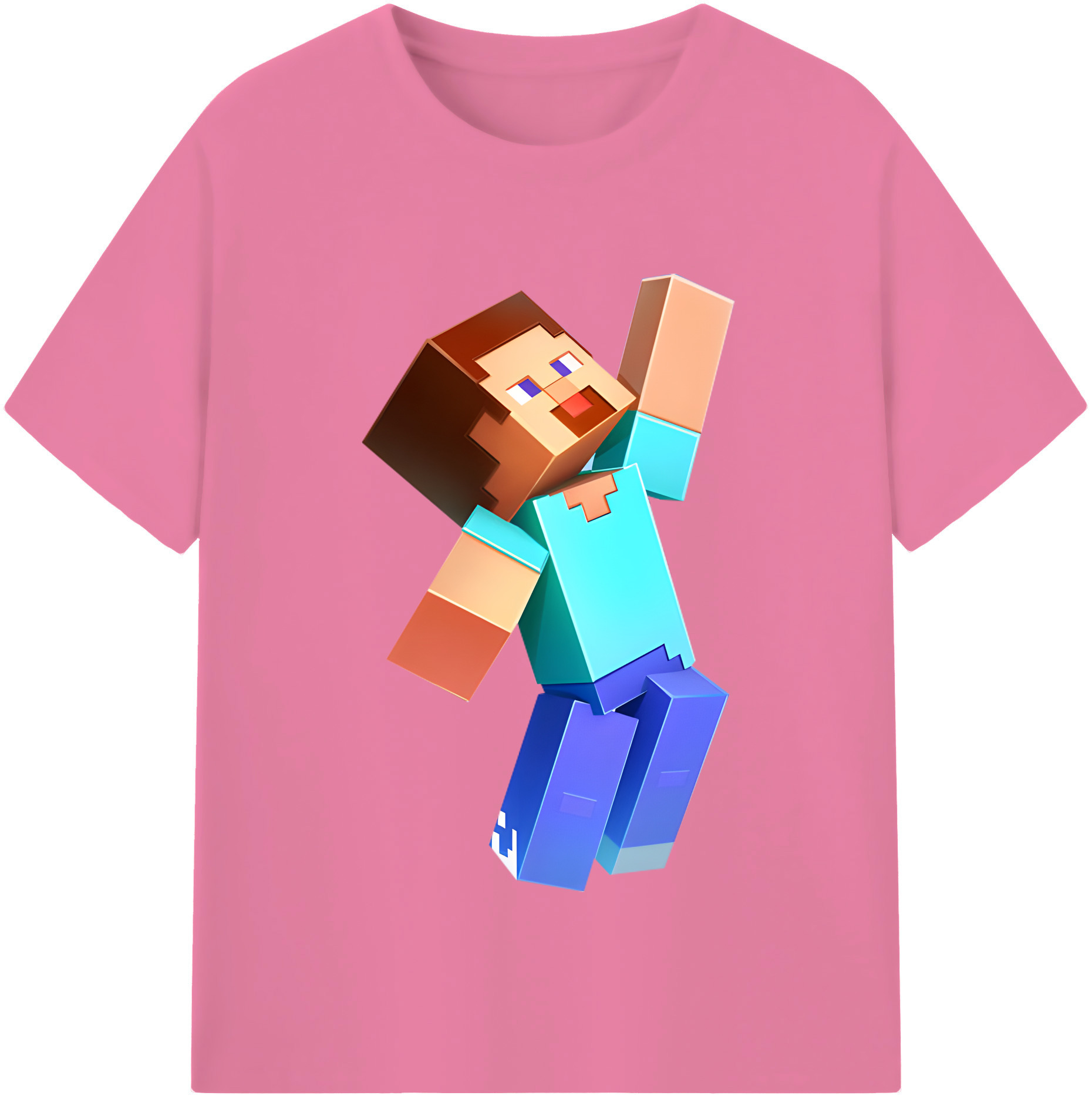 （画像用） マインクラフト ブロックの世界 Minecraft MC Block world 綿100％半袖Tシャツ（フロントプリント）